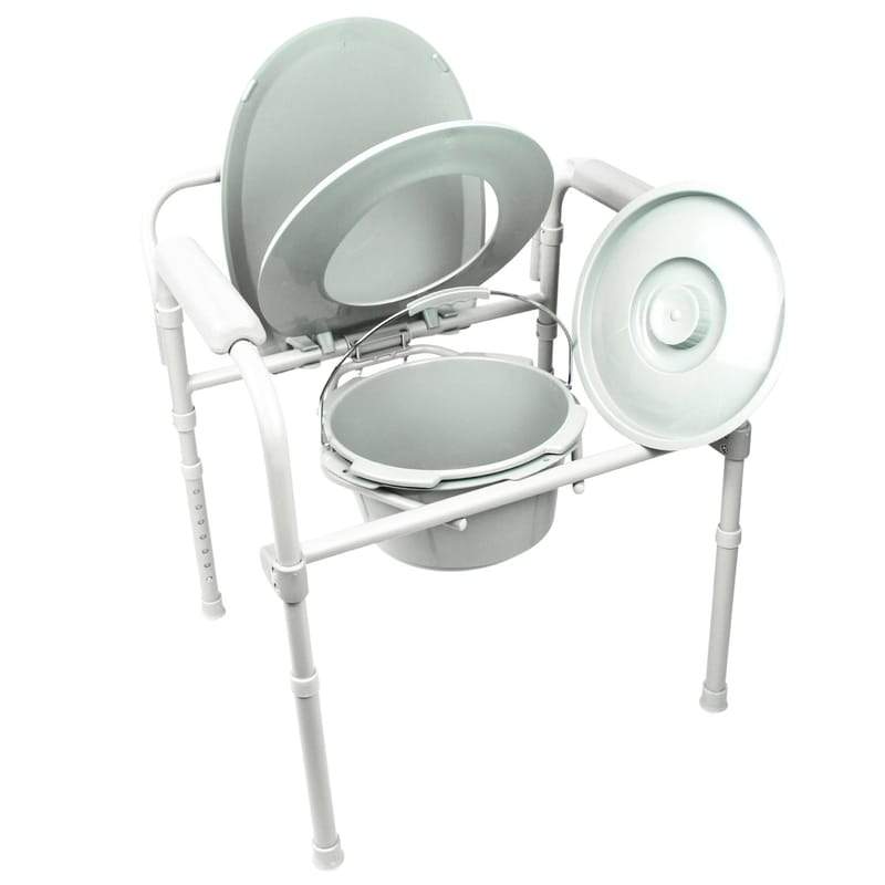Vive folding bedside commode with removable bucket and lid