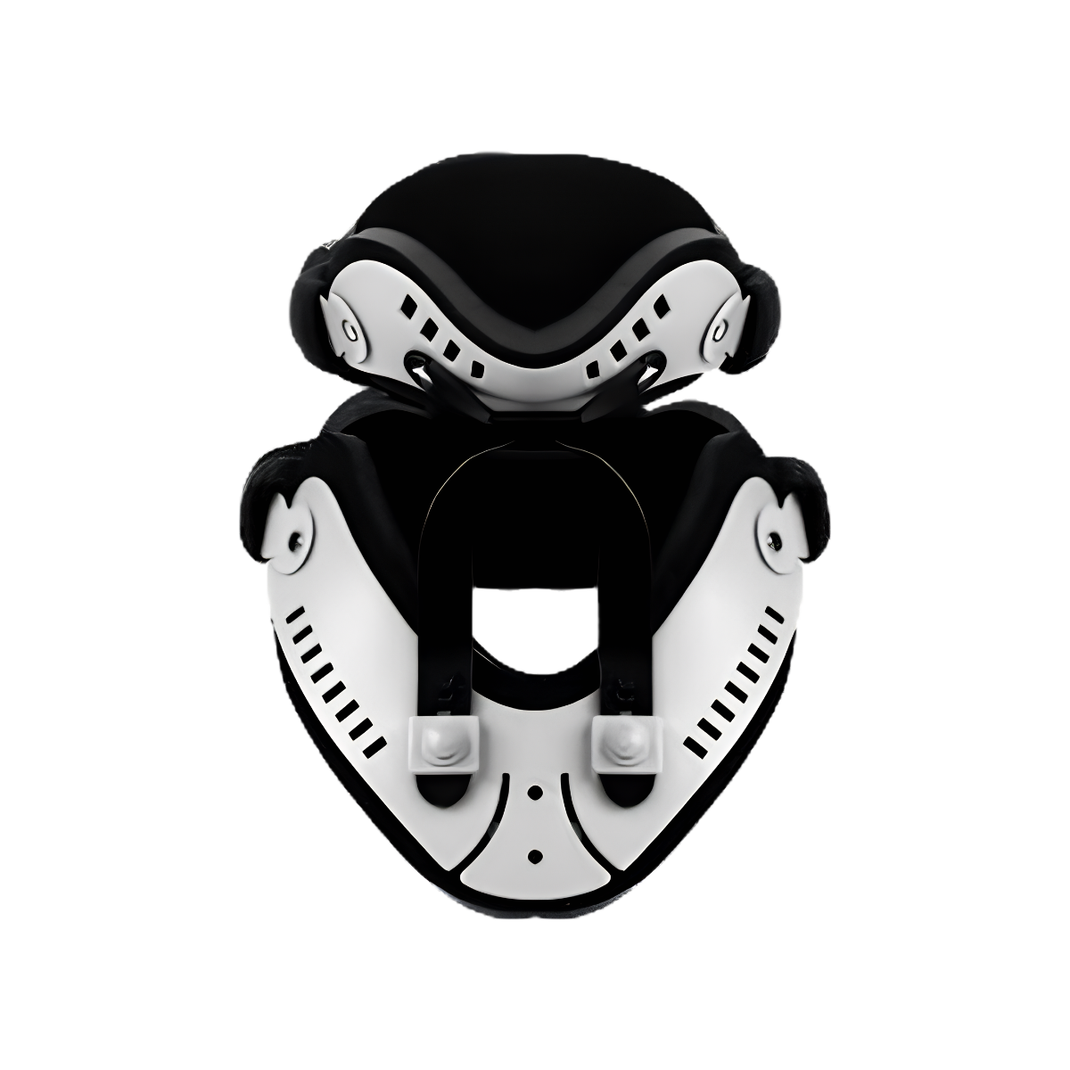 Vented universal cervical collar with an opening at the front.