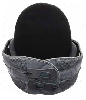 Gray Solace Gen II lumbar support brace with a tall back panel and front pull tabs, model BB-160.