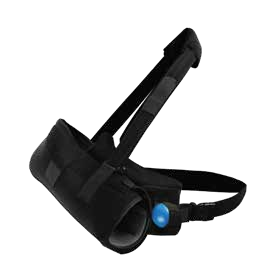 Black shoulder sling with an abduction pillow, shoulder straps and a blue squeeze ball, model family SH324 to SH327.