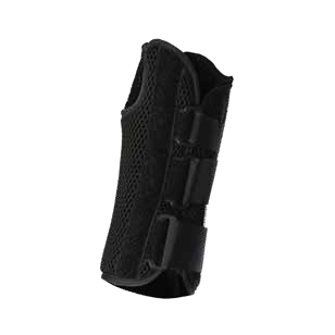 Black wrist splint immobilizer with fastening straps, model family WR31x.