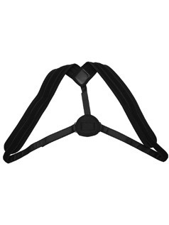 Black clavicle support strap with shoulder loops and a central back junction, model family SH20x.
