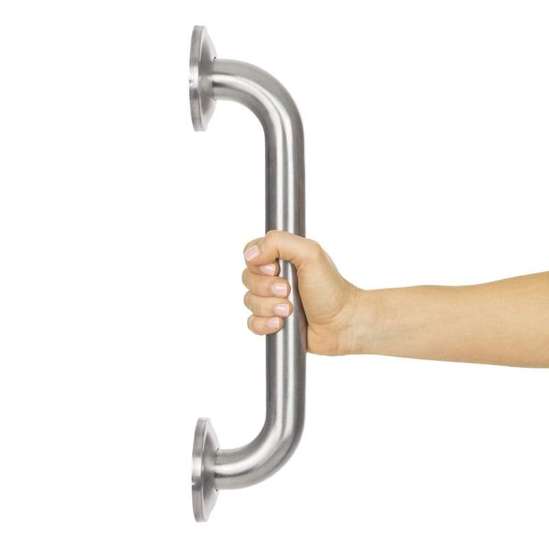 Vive metal grab bar shown with a hand gripping it