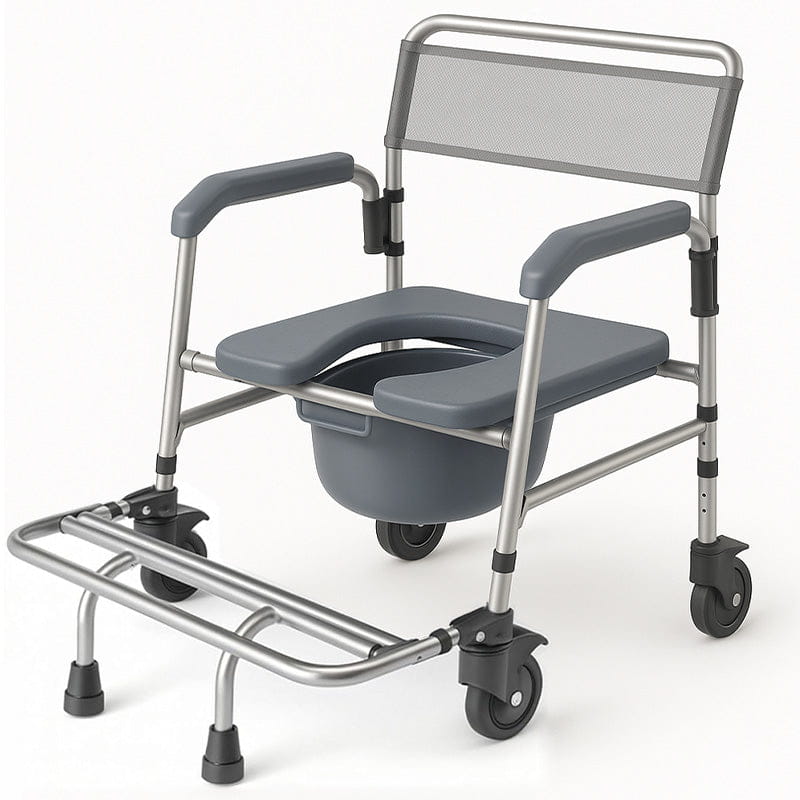 Vive Core shower commode transport wheelchair with bucket and footrest