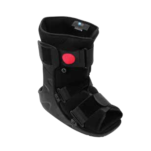 Black air walker boot with fastening straps and a red inflation control, model family FT35x.