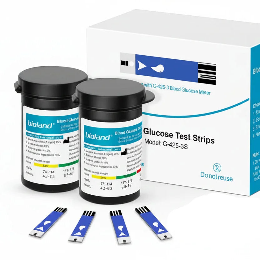 Bioland glucose test strips with vials and package